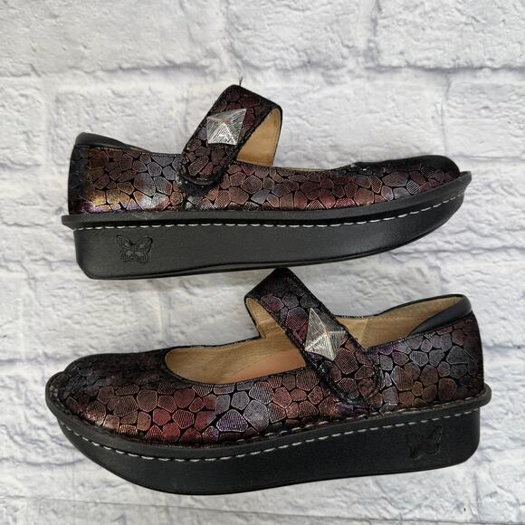 Alegria PAL-839 Paloma Metallic Black Stone Mary Jane Shoes Women EU 38 US 7.5 - Picture 5 of 11